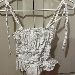 Forever 21 White Eyelet Kids Bodysuit